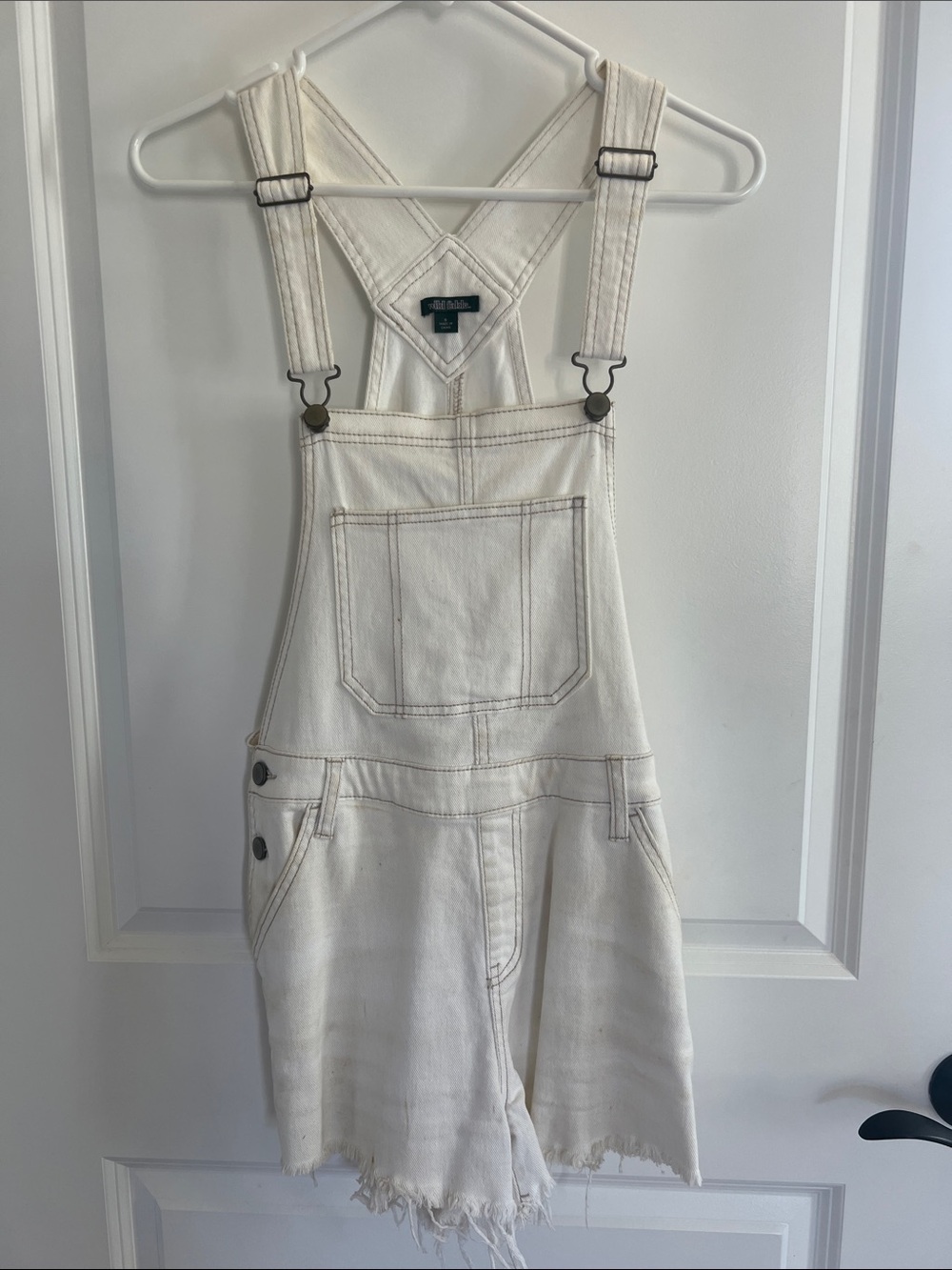 wild fable Cream White Denim Short Overalls